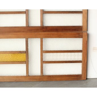 多種ガラス 細分割 黄色ガラス欄間 2枚1組　R0202Y 