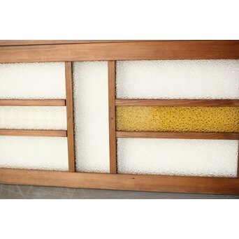 多種ガラス 細分割 黄色ガラス欄間 2枚1組　R0202Y 