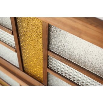 多種ガラス 細分割 黄色ガラス欄間 2枚1組　R0202Y 