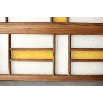 多種ガラス 細分割 黄色ガラス欄間 2枚1組　R0202Y 