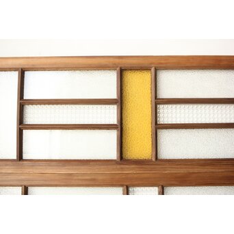 多種ガラス 細分割 黄色ガラス欄間 2枚1組　R0202Y 