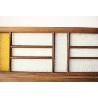 多種ガラス 細分割 黄色ガラス欄間 2枚1組　R0202Y 