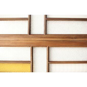 多種ガラス 細分割 黄色ガラス欄間 2枚1組　R0202Y 