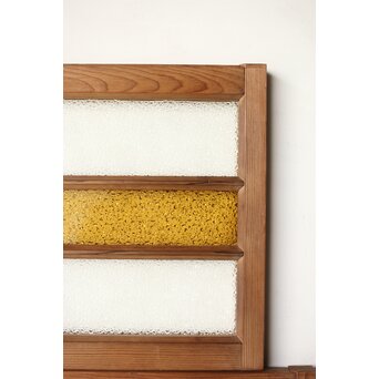 多種ガラス 細分割 黄色橙ガラス中型欄間 2枚1組　R0203Y 