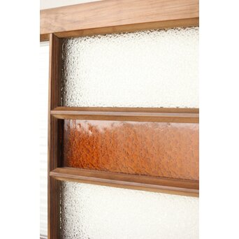 多種ガラス 細分割 黄色橙ガラス中型欄間 2枚1組　R0203Y 