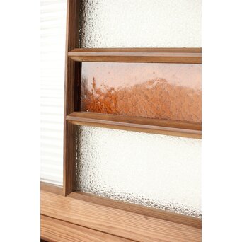 多種ガラス 細分割 黄色橙ガラス中型欄間 2枚1組　R0203Y 