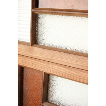 多種ガラス 細分割 黄色橙ガラス中型欄間 2枚1組　R0203Y 