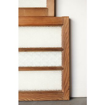 多種ガラス 細分割 黄色橙ガラス中型欄間 2枚1組　R0203Y 