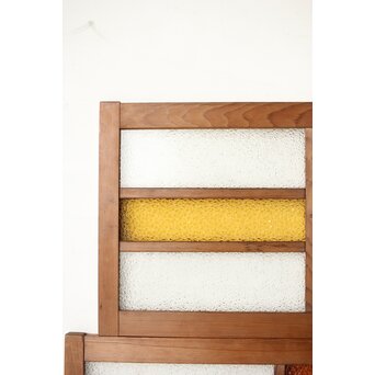 多種ガラス 細分割 黄色橙ガラス中型欄間 2枚1組　R0203Y 