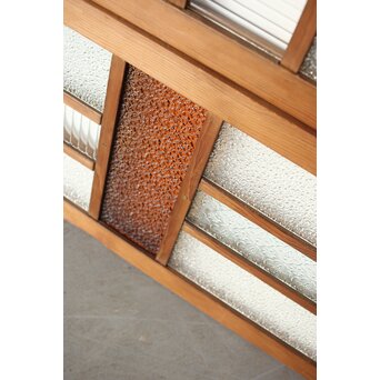 多種ガラス 細分割 黄色橙ガラス中型欄間 2枚1組　R0203Y 