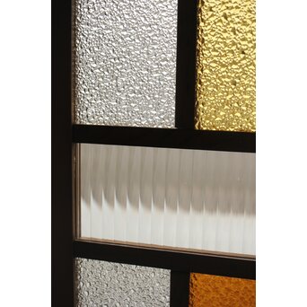 多種ガラス 細分割 黄色橙ガラス中型欄間 2枚1組　R0203Y 