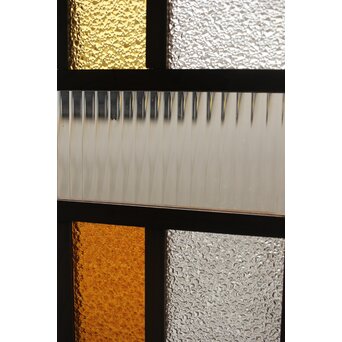 多種ガラス 細分割 黄色橙ガラス中型欄間 2枚1組　R0203Y 