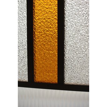 多種ガラス 細分割 黄色橙ガラス中型欄間 2枚1組　R0203Y 