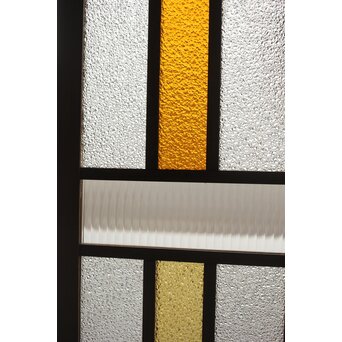 多種ガラス 細分割 黄色橙ガラス中型欄間 2枚1組　R0203Y 
