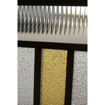 多種ガラス 細分割 黄色橙ガラス中型欄間 2枚1組　R0203Y 