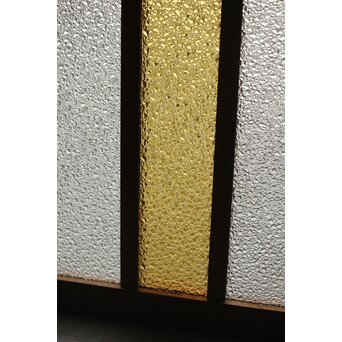 多種ガラス 細分割 黄色橙ガラス中型欄間 2枚1組　R0203Y 