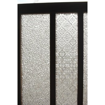 多種ガラス 細分割 黄色橙ガラス中型欄間 2枚1組　R0203Y 