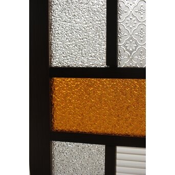 多種ガラス 細分割 黄色橙ガラス中型欄間 2枚1組　R0203Y 