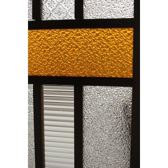 多種ガラス 細分割 黄色橙ガラス中型欄間 2枚1組　R0203Y 