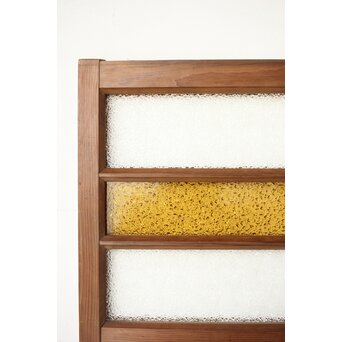 多種ガラス 細分割 黄色橙ガラス中型欄間 2枚1組　R0203Y 