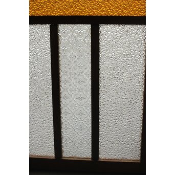 多種ガラス 細分割 黄色橙ガラス中型欄間 2枚1組　R0203Y 