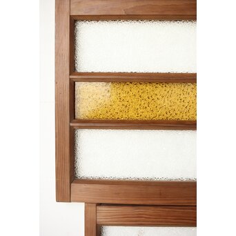 多種ガラス 細分割 黄色橙ガラス中型欄間 2枚1組　R0203Y 