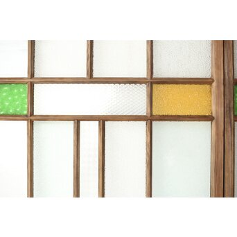 多種ガラス 細分割 緑黄色ガラス建具 4枚1組　GD0103Y 