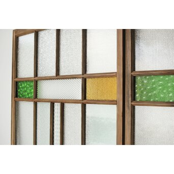 多種ガラス 細分割 緑黄色ガラス建具 4枚1組　GD0103Y 