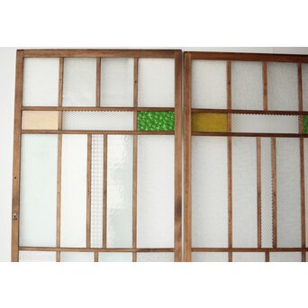 多種ガラス 細分割 緑黄色ガラス建具 4枚1組　GD0103Y 