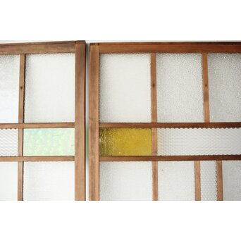 多種ガラス 細分割 緑黄色ガラス建具 4枚1組　GD0103Y 