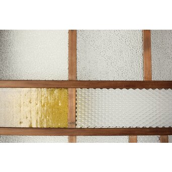 多種ガラス 細分割 緑黄色ガラス建具 4枚1組　GD0103Y 