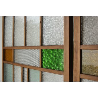 多種ガラス 細分割 緑黄色ガラス建具 4枚1組　GD0103Y 