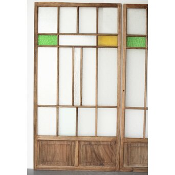 多種ガラス 細分割 緑黄色ガラス建具 4枚1組　GD0103Y 