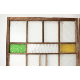 多種ガラス 細分割 緑黄色ガラス建具 4枚1組　GD0103Y 