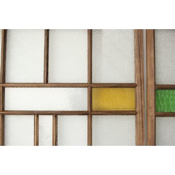 多種ガラス 細分割 緑黄色ガラス建具 4枚1組　GD0103Y 