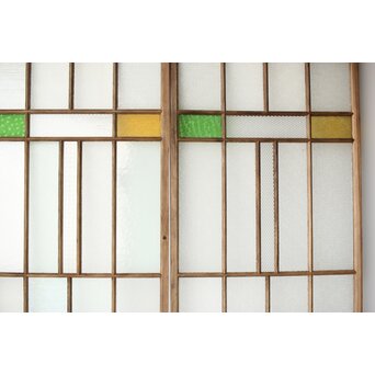 多種ガラス 細分割 緑黄色ガラス建具 4枚1組　GD0103Y 