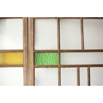 多種ガラス 細分割 緑黄色ガラス建具 4枚1組　GD0103Y 