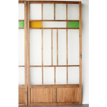 多種ガラス 細分割 緑黄色ガラス建具 4枚1組　GD0103Y 