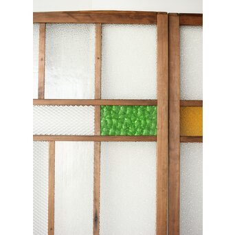 多種ガラス 細分割 緑黄色ガラス建具 4枚1組　GD0103Y 