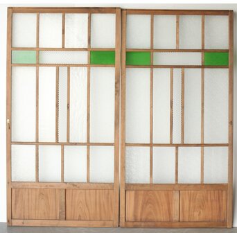 多種ガラス 細分割 緑色ガラス建具 4枚1組　GD0104Y 