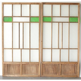 多種ガラス 細分割 緑色ガラス建具 4枚1組　GD0104Y 