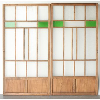 多種ガラス 細分割 緑色ガラス建具 4枚1組　GD0104Y 