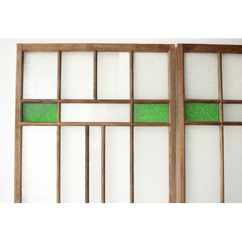 多種ガラス 細分割 緑色ガラス建具 4枚1組　GD0104Y 