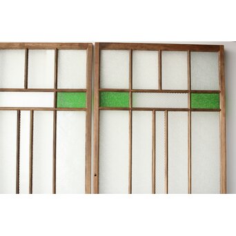 多種ガラス 細分割 緑色ガラス建具 4枚1組　GD0104Y 