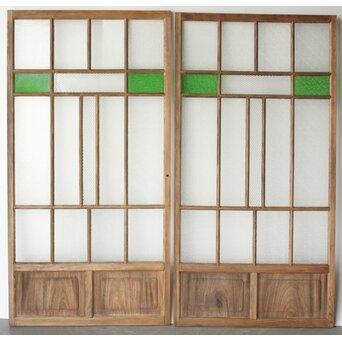 多種ガラス 細分割 緑色ガラス建具 4枚1組　GD0104Y ここから　他の2枚　状態は同じような感じです