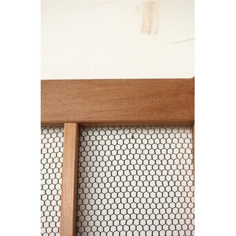 欅の銅金網張 升格子巾着金具蔵戸　W069YD 