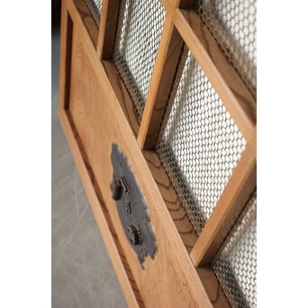 欅の銅金網張 升格子巾着金具蔵戸　W069YD 