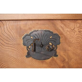 欅の銅金網張 升格子巾着金具蔵戸　W069YD 