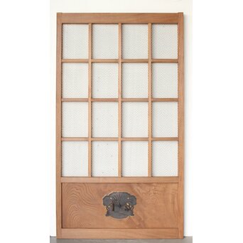 欅の銅金網張 升格子巾着金具蔵戸　W069YD