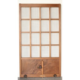 欅の銅金網張 升格子巾着金具蔵戸　W069YD 